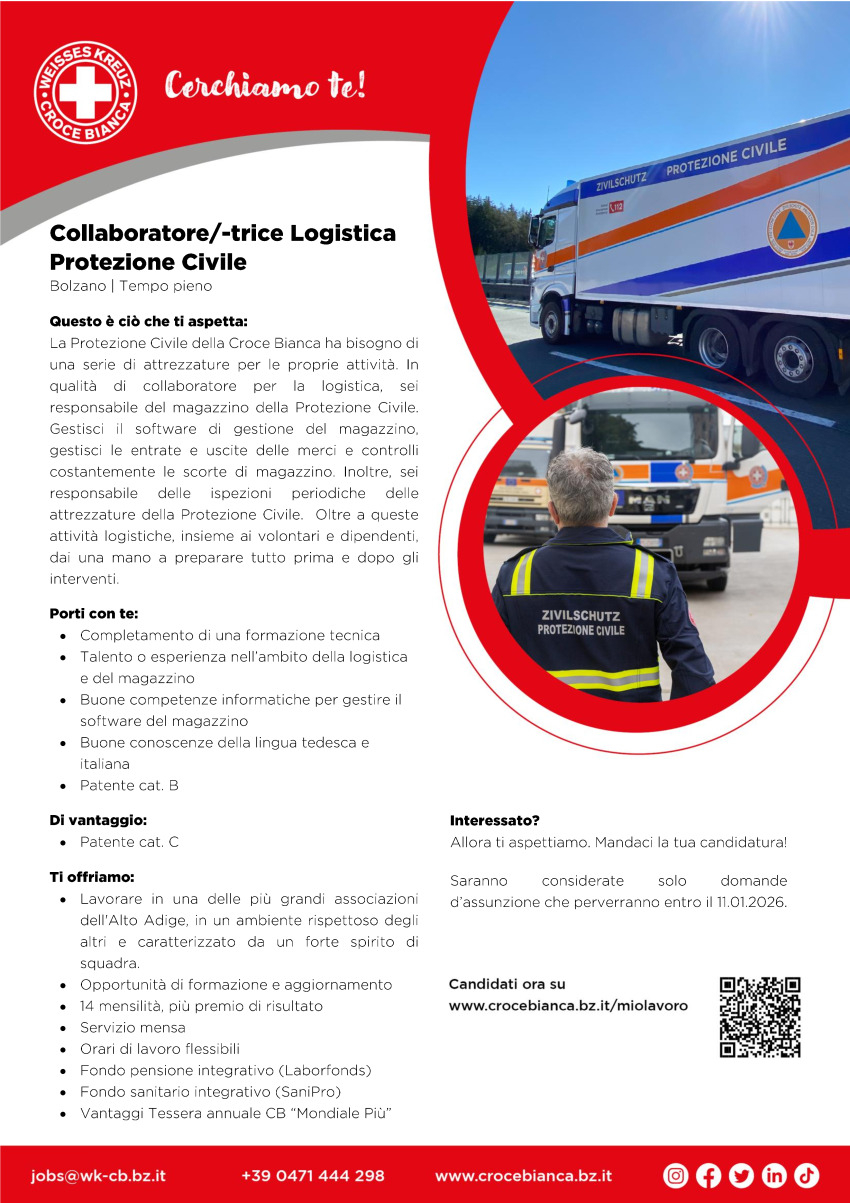 Collaboratore/-trice Logistica Protezione Civile (m/f/d)