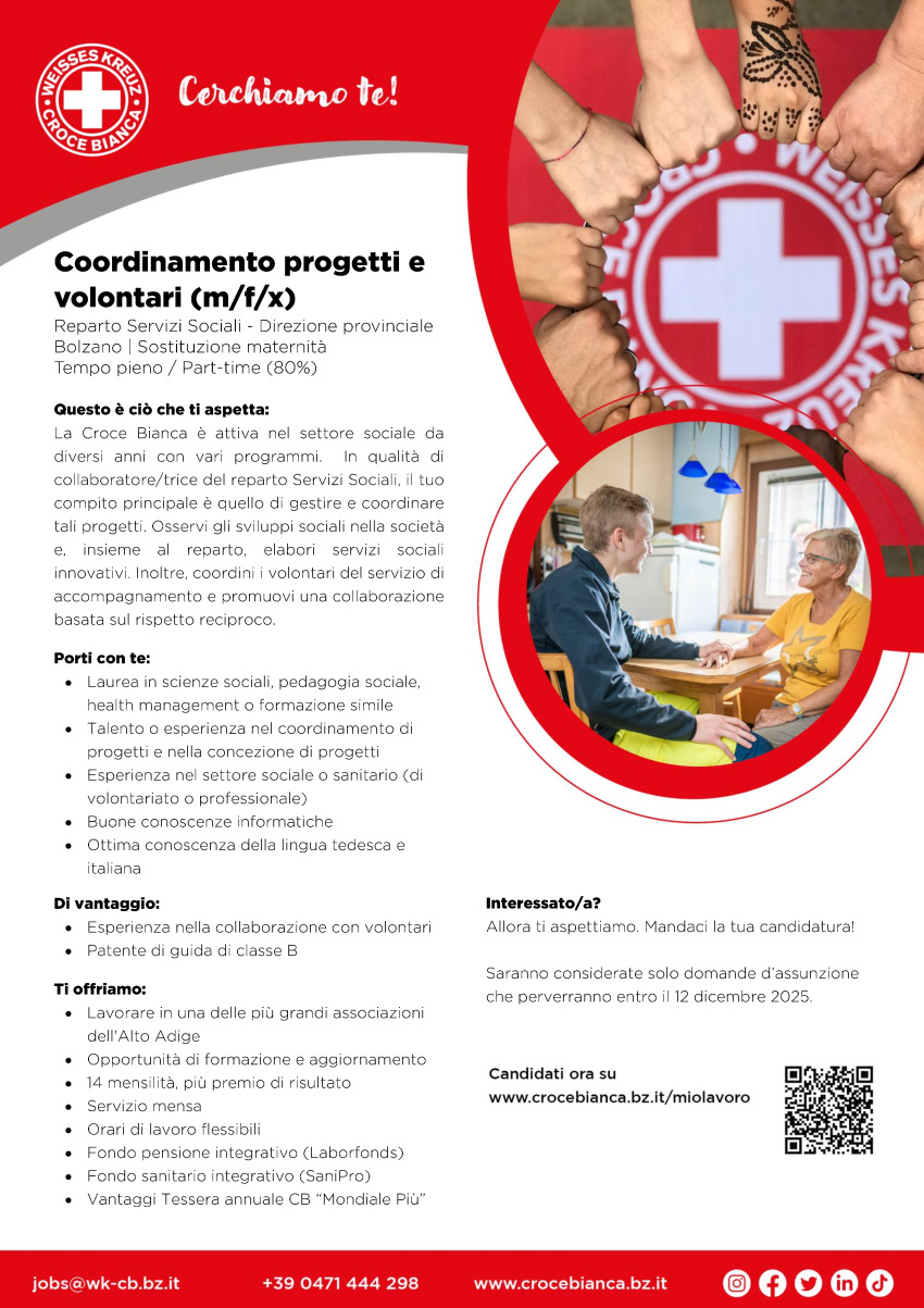 Coordinamento progetti e volontari (m/f/x)