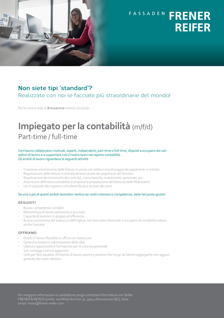 Impiegato per la contabilità (m/f/d) Part-time / full-time