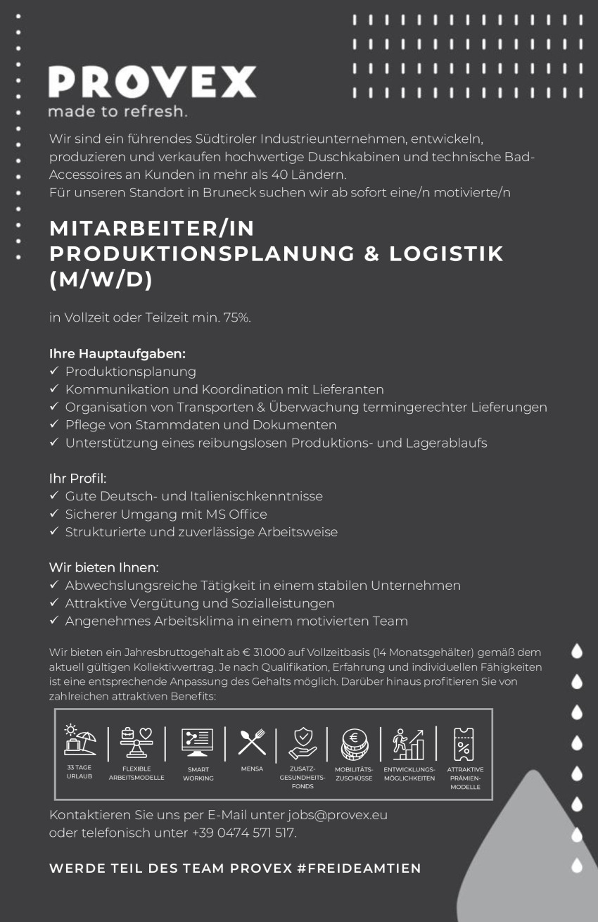 Mitarbeiter/in Produktionsplanung & Logistik (m/w/d)