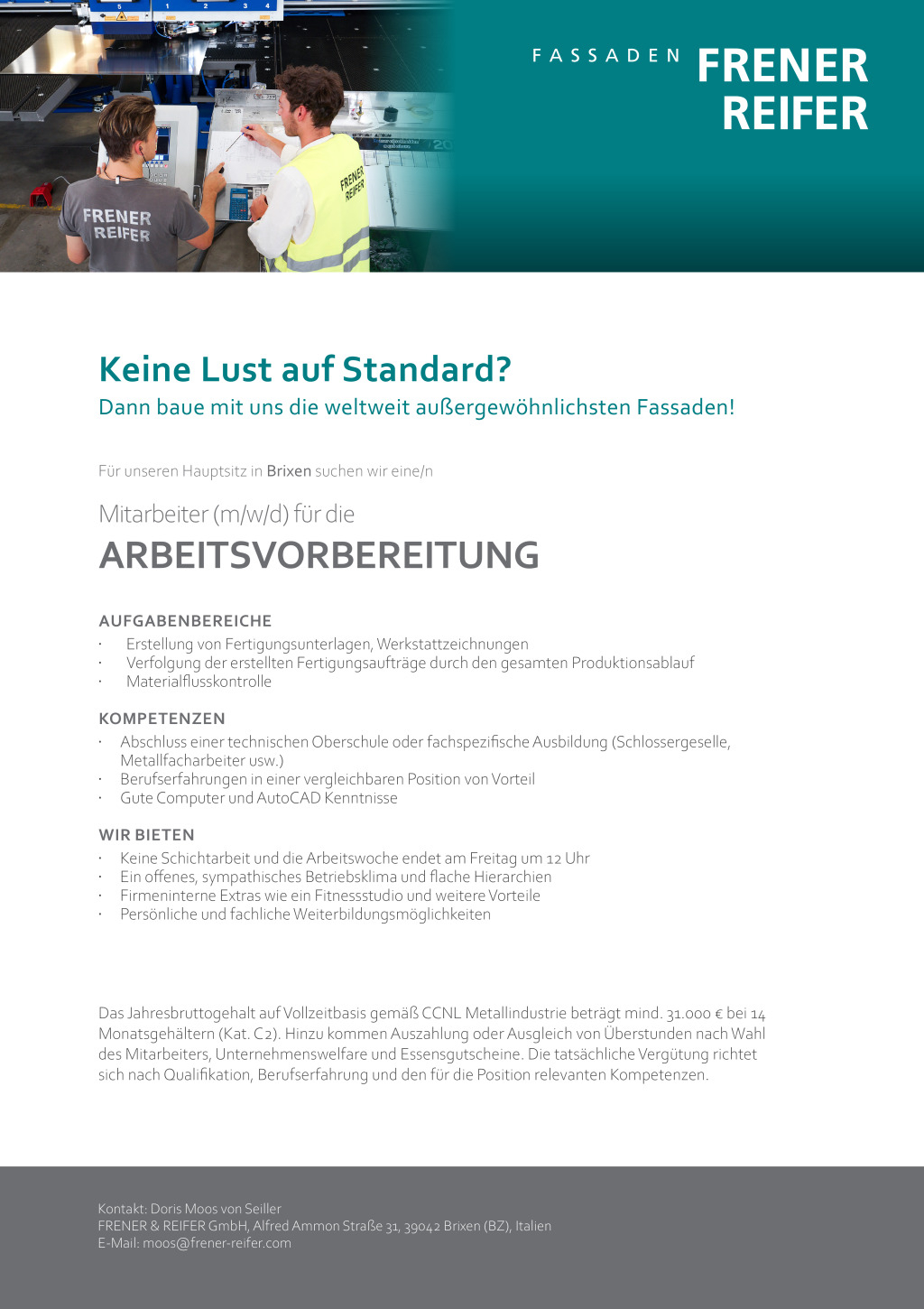 Mitarbeiter Arbeitsvorbereitung (m/w/d)  