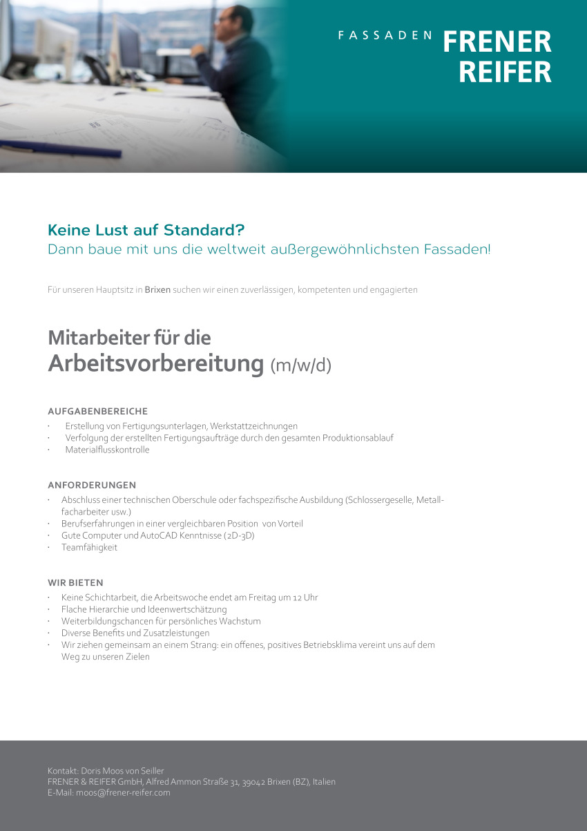 Mitarbeiter für die Arbeitsvorbereitung (m/w/d)