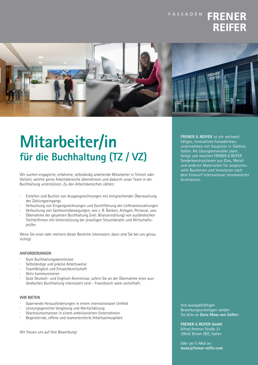 Mitarbeiter/in für die Buchhaltung (TZ / VZ)