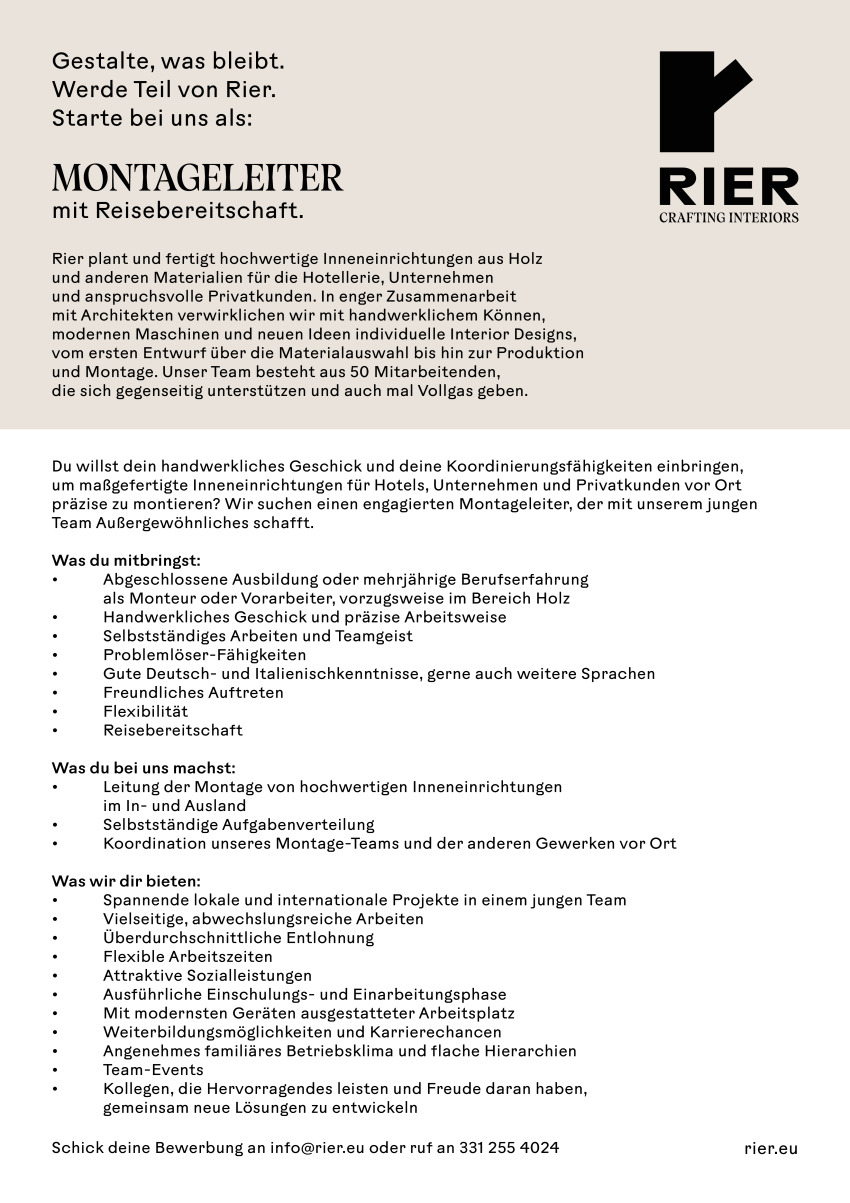 Montageleiter (m/w/d)