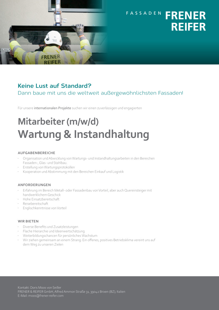 Mitarbeiter Wartung & Instandhaltung (m/w/d)