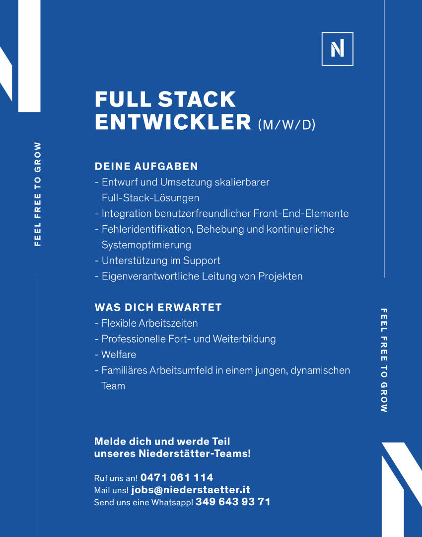 Full Stack Entwickler (m/w/d)