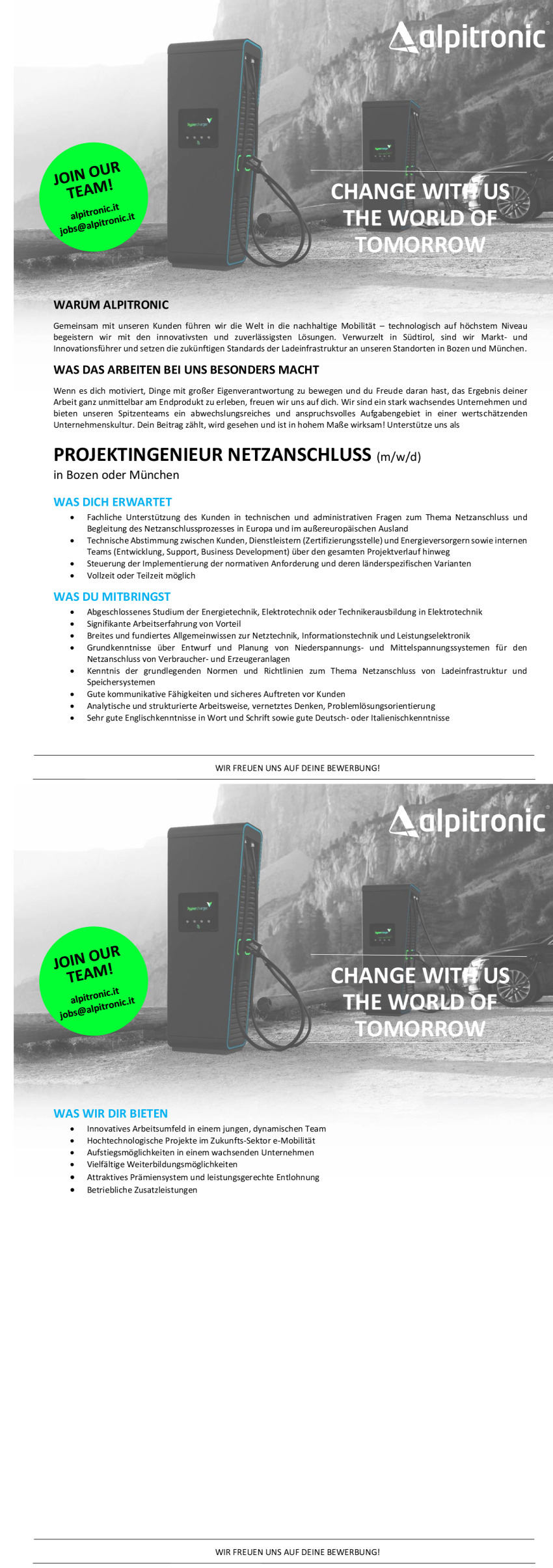 Projektingenieur Netzanschluss (m/w/d) in Bozen oder München