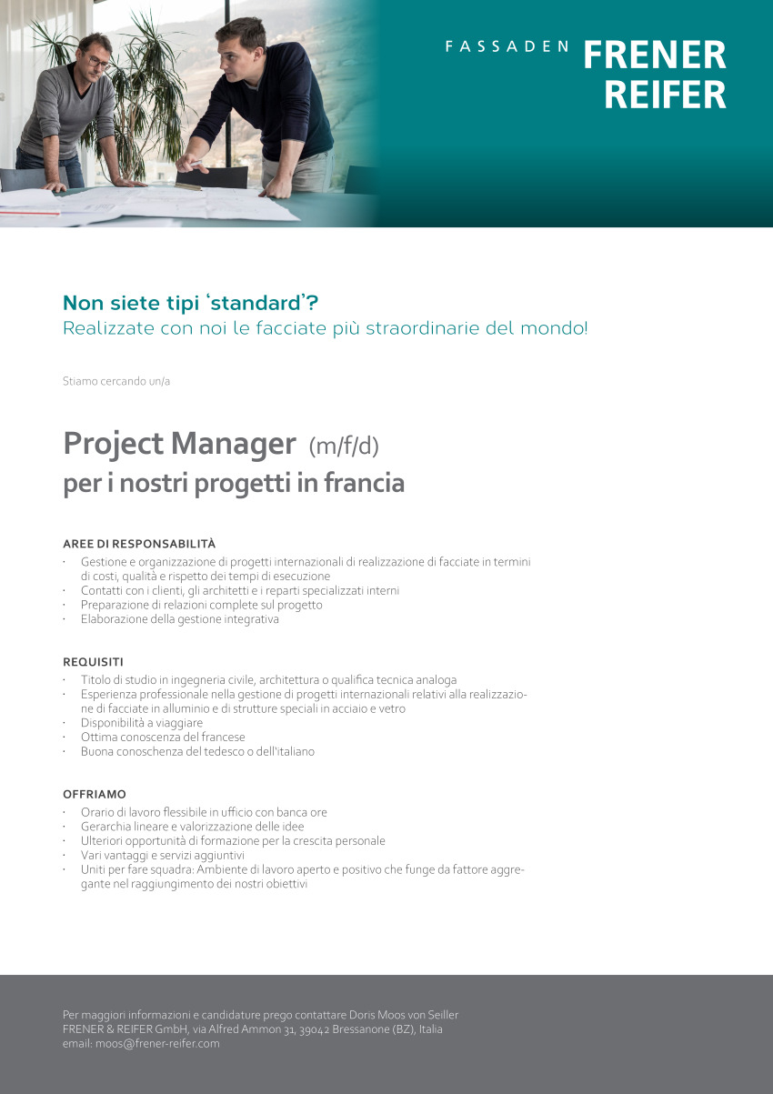 Project Manager (m/f/d) per i nostri progetti in francia