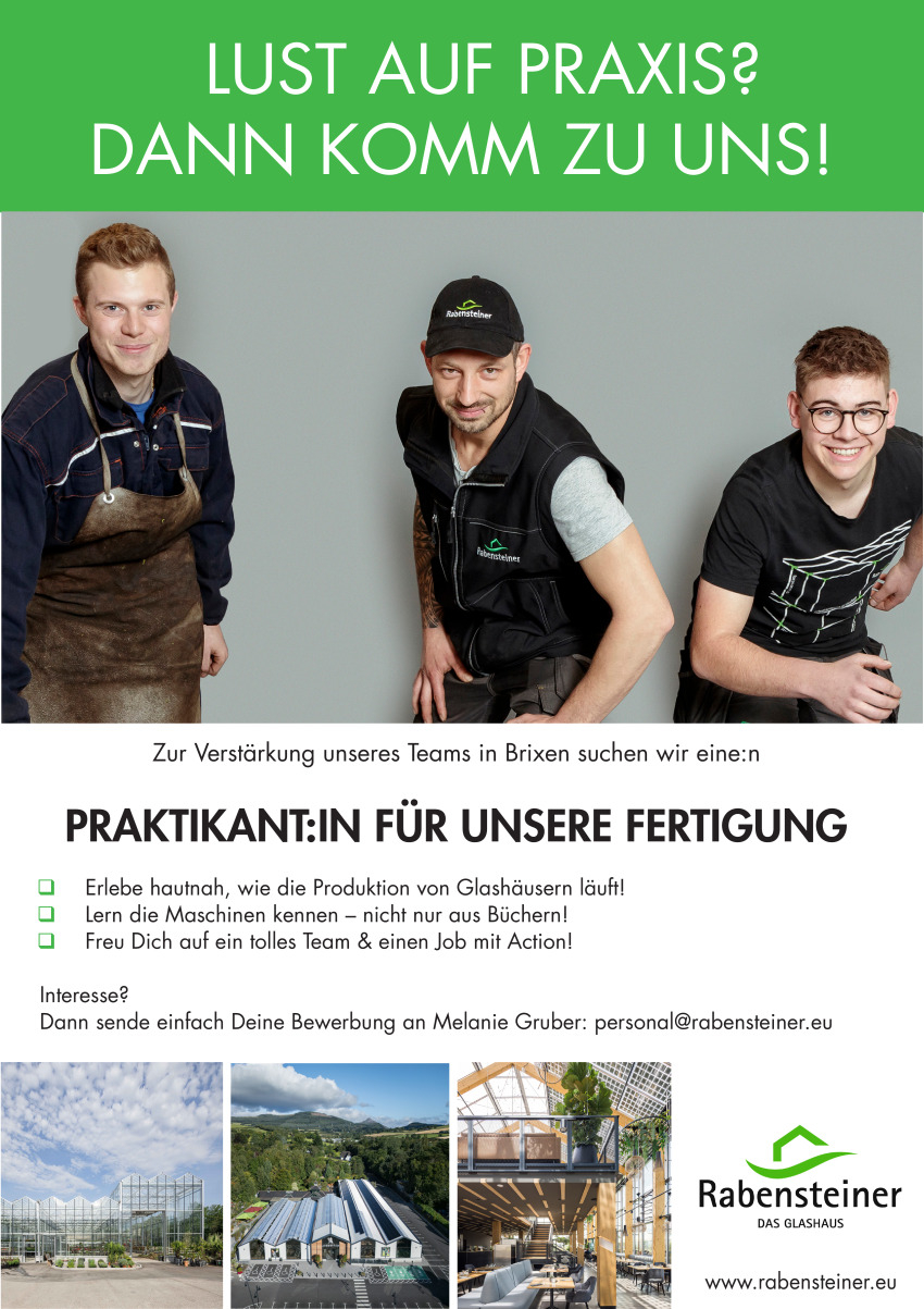Praktikant:in für unsere Fertigung 