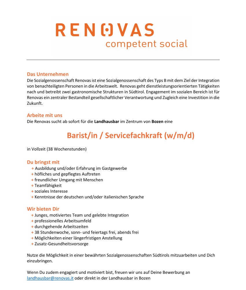 Barist/in / Servicefachkraft (w/m/d)