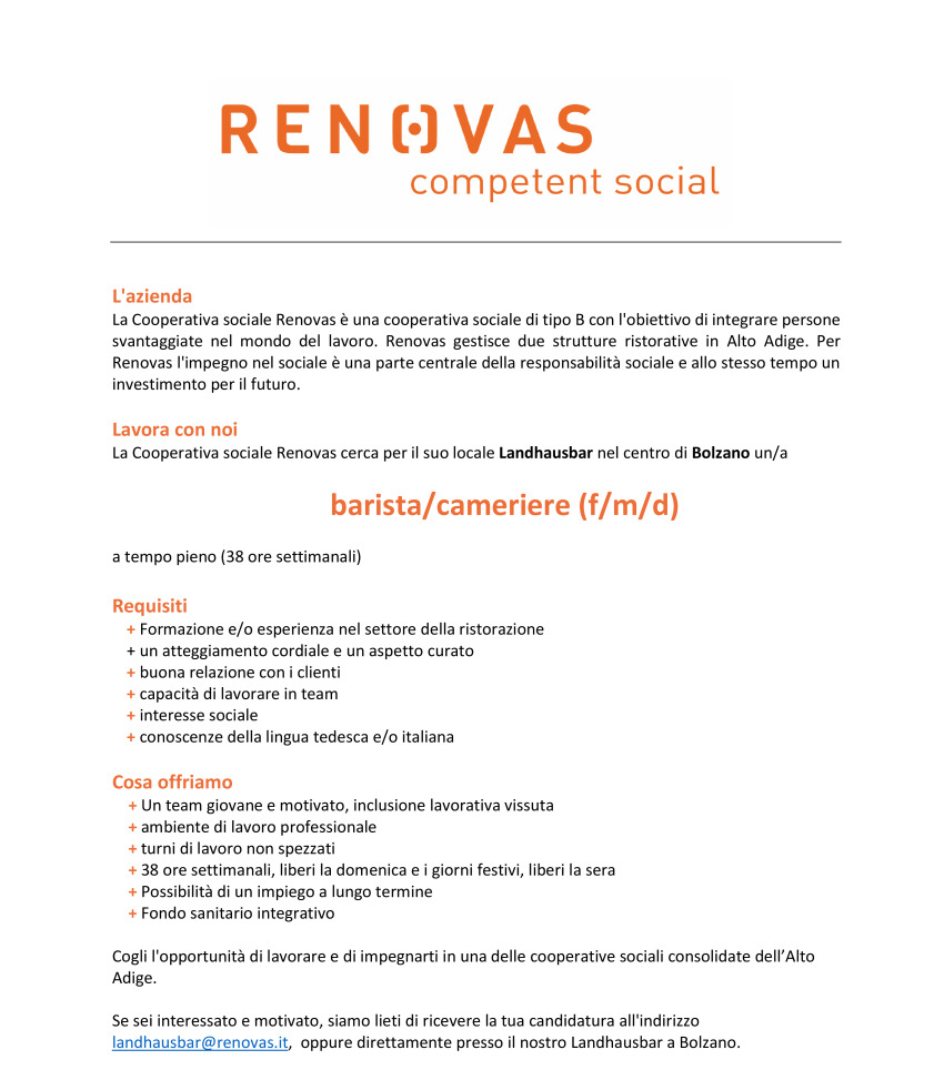 Barista / Cameriere (f/m/d)