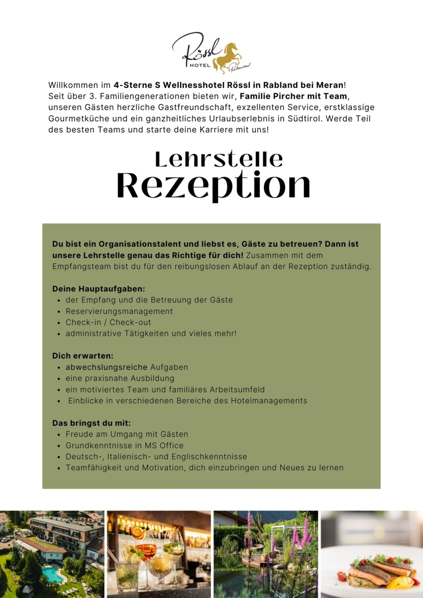 Lehrstelle Rezeption (m/w/d)