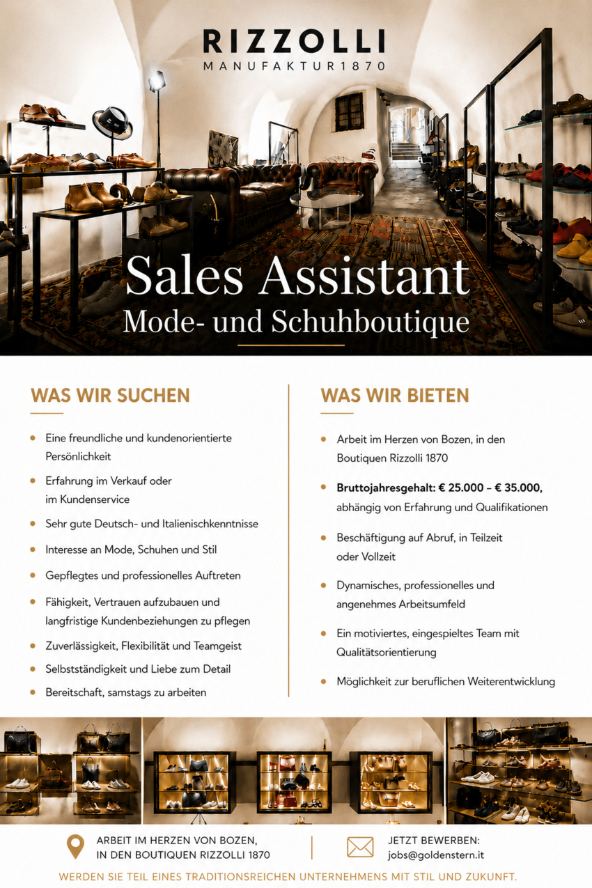 Sales Assistant Boutique für Mode und Schuhe (m/w/d)