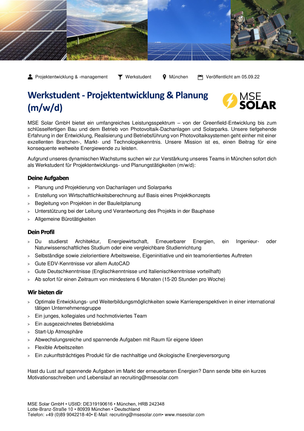 Werkstudent - Projektentwicklung & Planung (m/w/d)