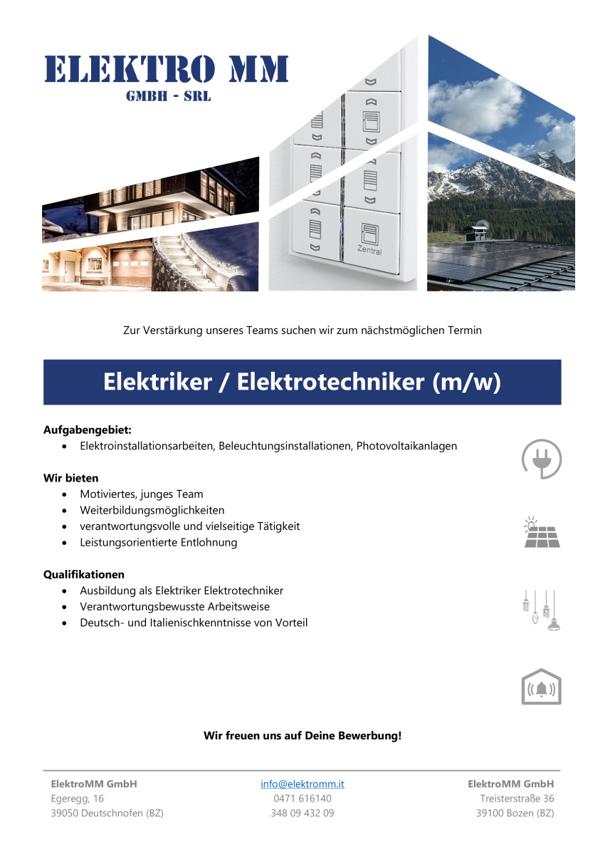 Elektriker / Elektrotechniker (m/w)