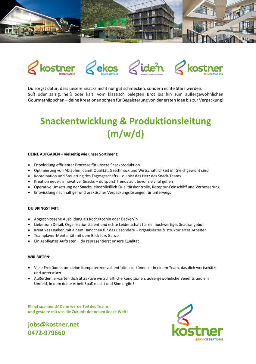 Snackentwicklung & Produktionsleitung (m/w/d)