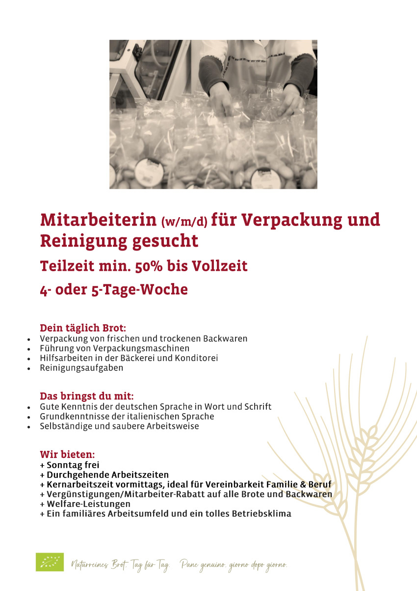 Mitarbeiterin (w/m/d) für Verpackung und Reinigung gesucht - Voll- oder Teilzeit