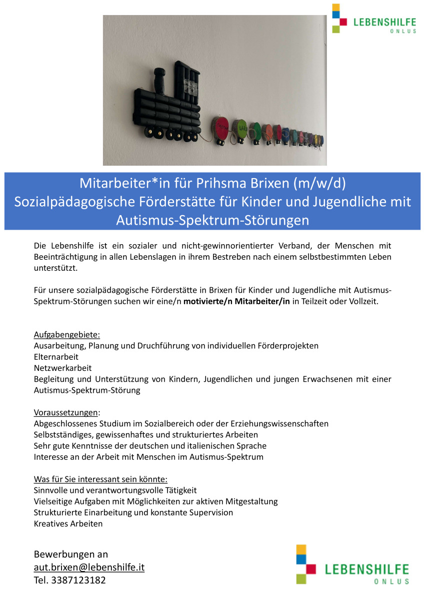 Mitarbeiter*in für Prihsma Brixen (m/w/d)