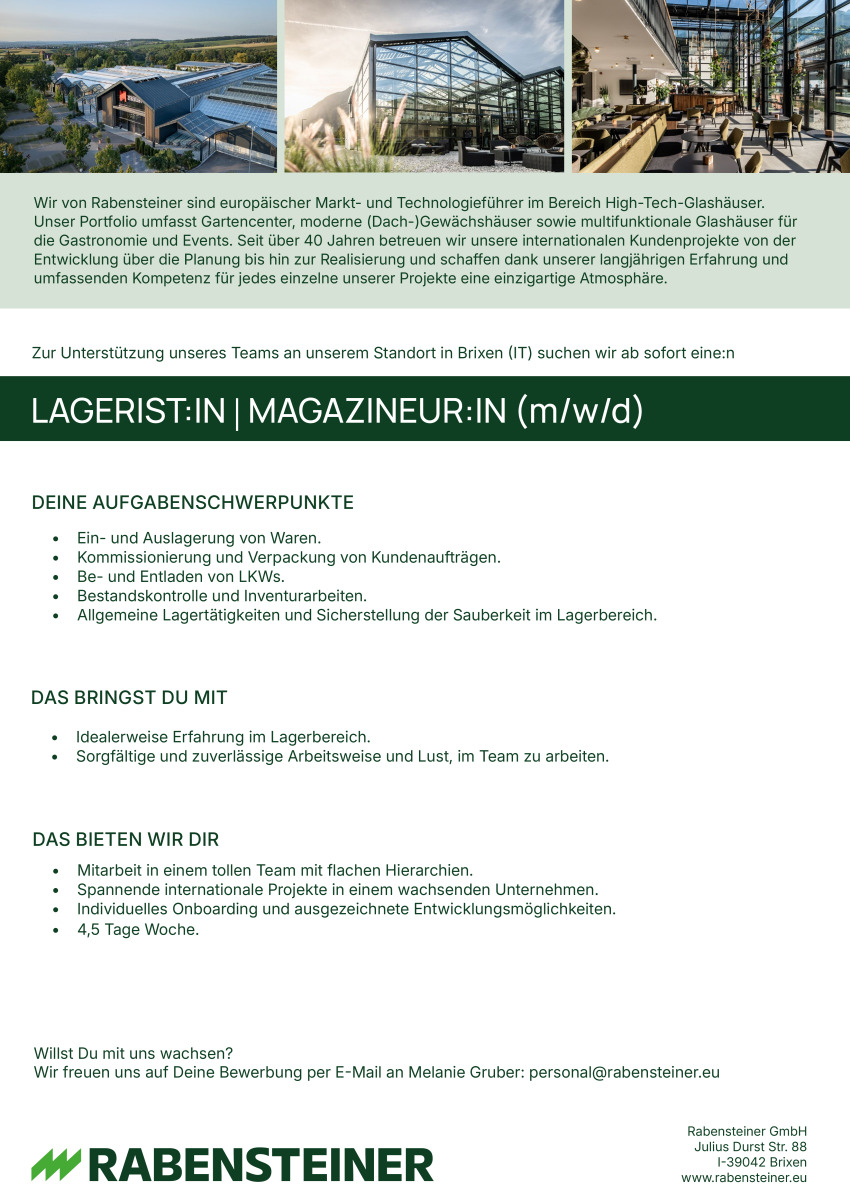 Lagerist:in / Magazineur:in (m/w/d)