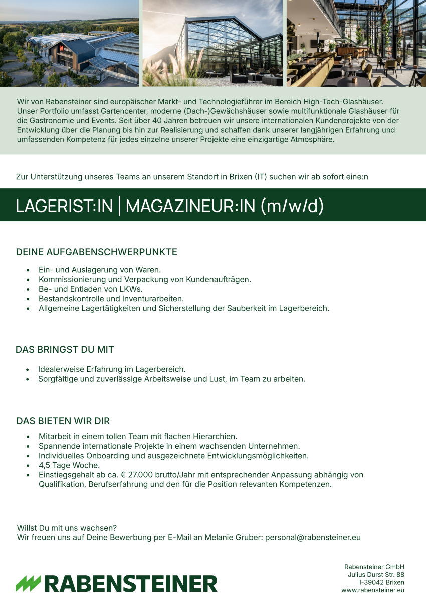 Lagerist:in / Magazineur:in (m/w/d)