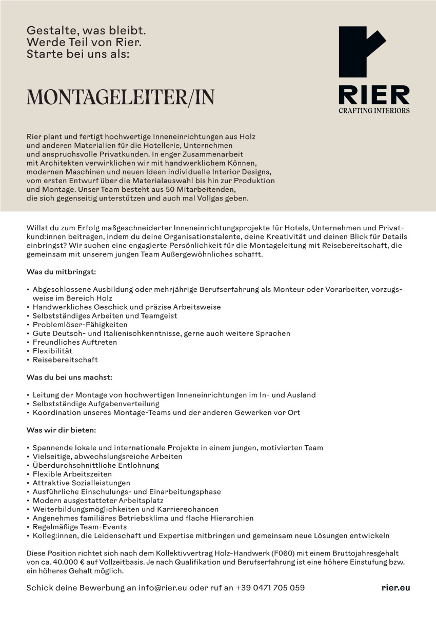 Montageleiter:in (m/w/d)