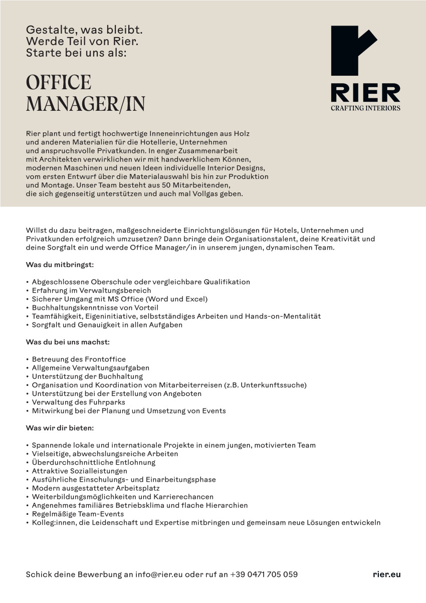 Office Manager/in