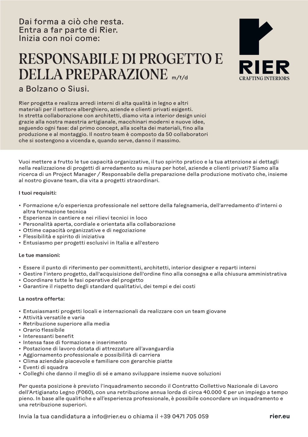 Project Manager / Responsabile della preparazione della produzione