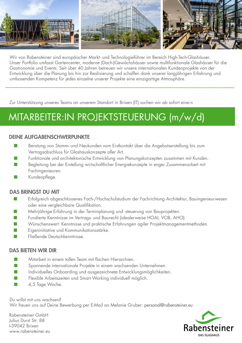 Mitarbeiter:in Projektsteuerung (m/w/d)