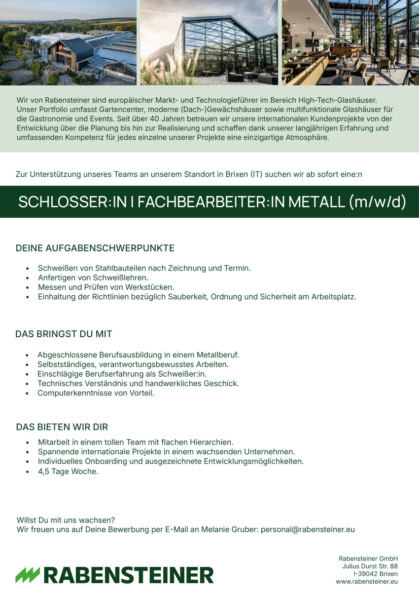 Schlosser:in - Facharbeiter:in Metall
