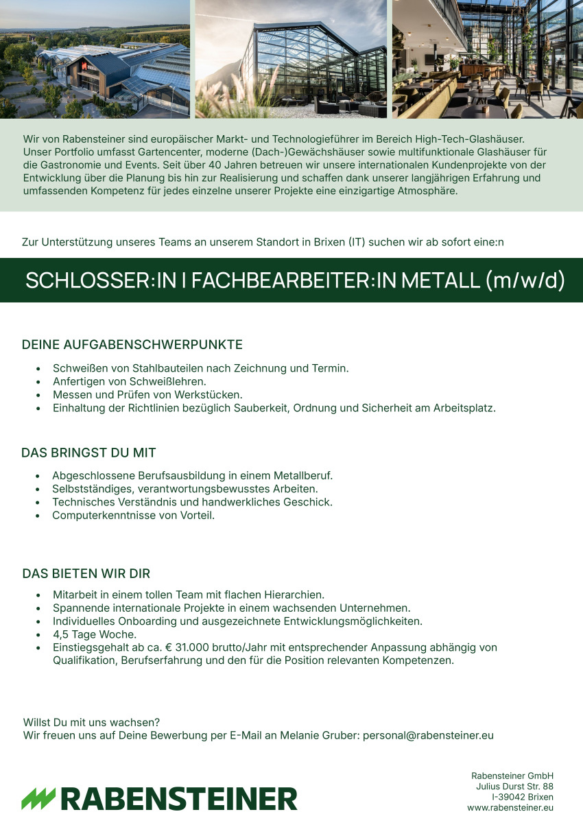 Schlosser:in - Facharbeiter:in Metall