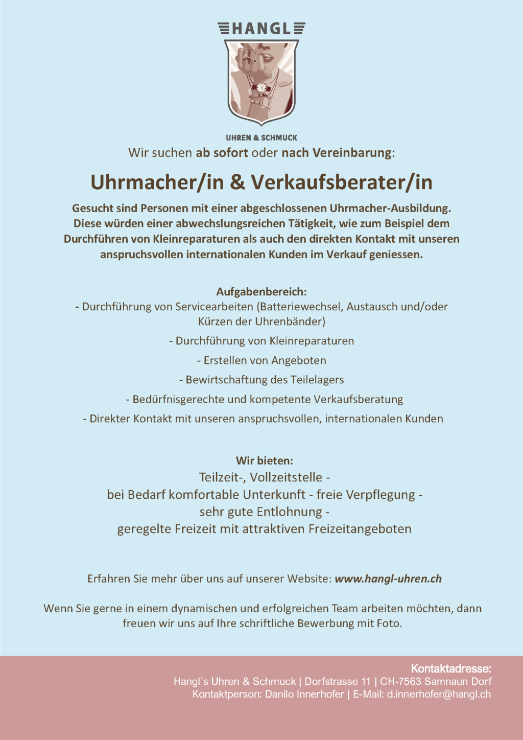 Uhrmacher/in & Verkaufsberater/in