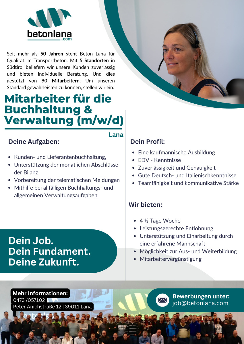 Mitarbeiter für die Buchhaltung und & Verwaltung (m/w/d)