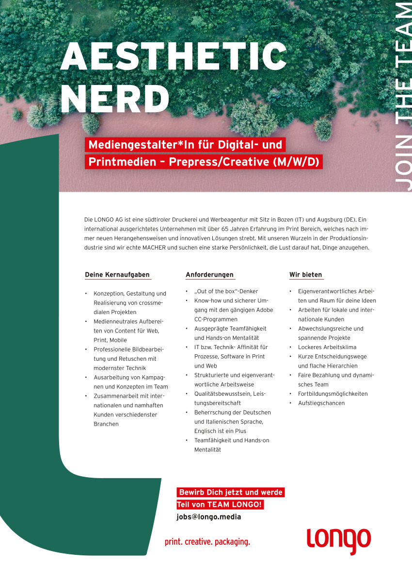 Mediengestalter*In für Digital- und Printmedien – Prepress/Creative (M/W/D)