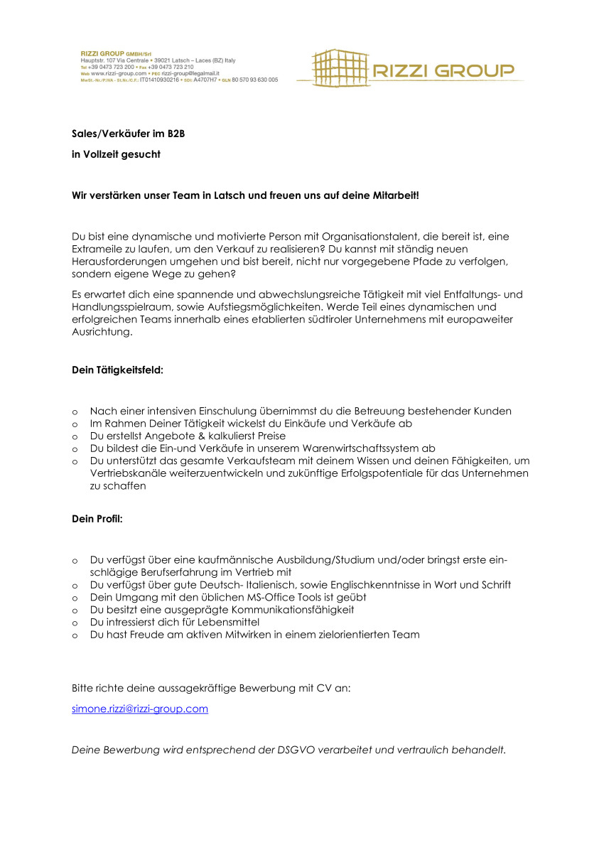 Jr Sales Verkäufer/in im B2B