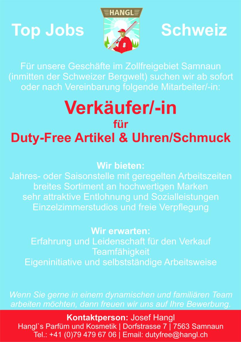Verkäufer/-in für Duty-Free Artikel & Uhren/Schmuck in Teilzeit