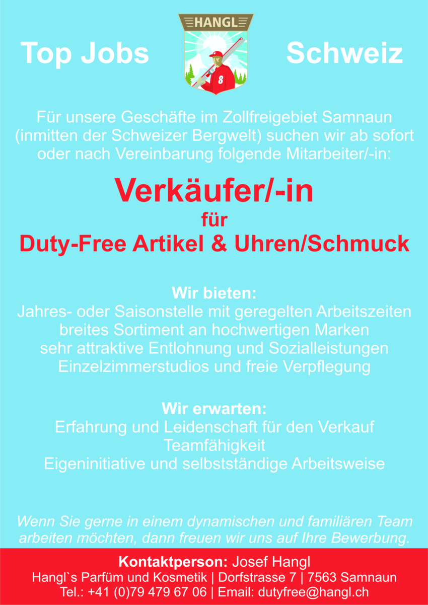 Verkäufer/-in für Duty-Free Artikel & Uhren / Schmuck in Vollzeit
