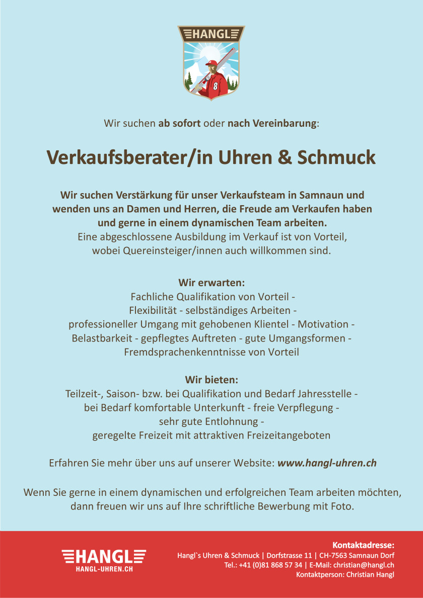 Verkaufsberater/-in Uhren & Schmuck