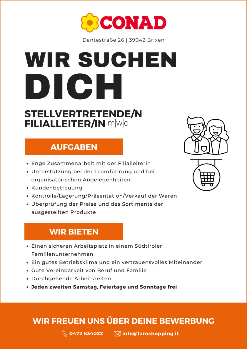 Stellvertretende/r Filialleiter/in Conad Brixen (m/w/d)