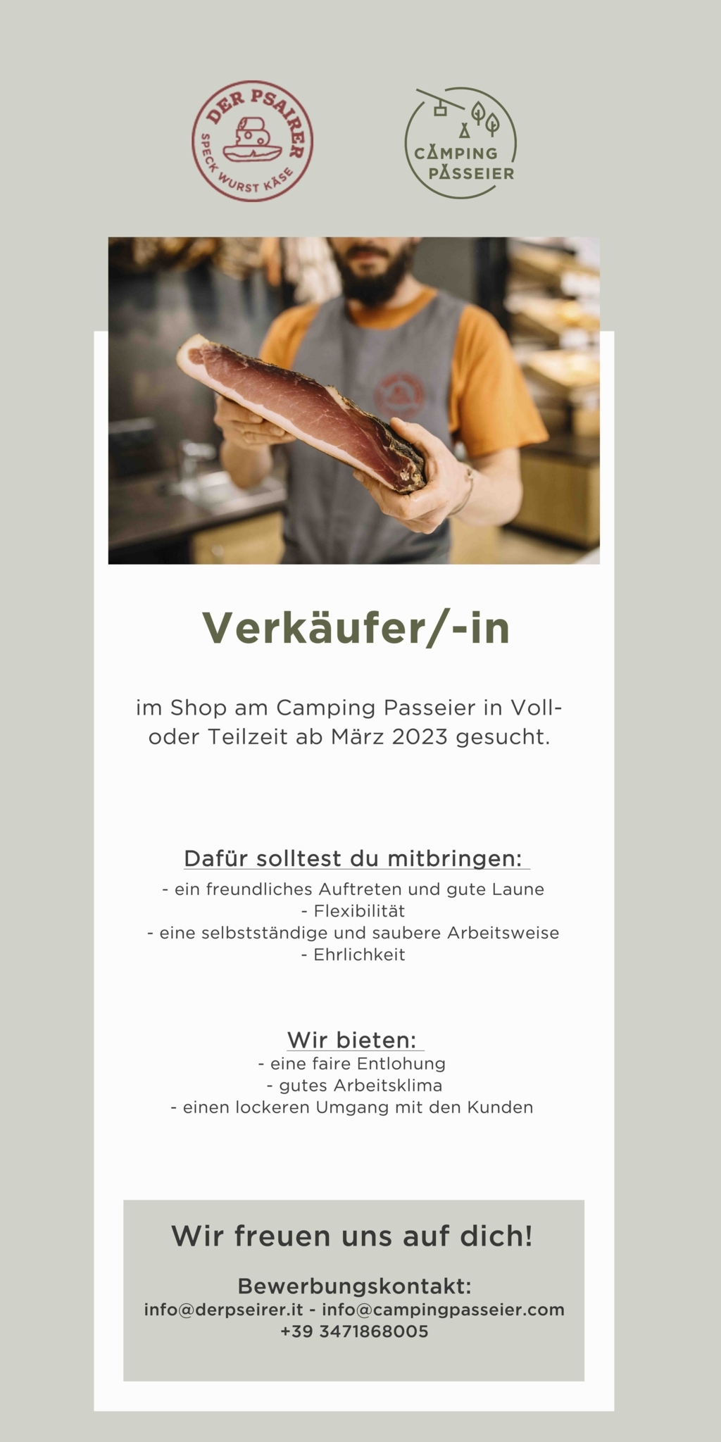 Verkäufer/-in im Shop am Camping Passeier