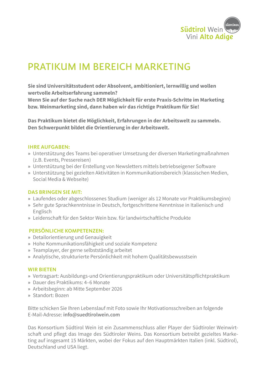 Praktikum im Bereich Marketing (m/w/d)