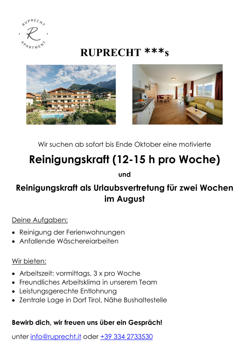 Reinigungskraft (12 - 15 h pro Woche)