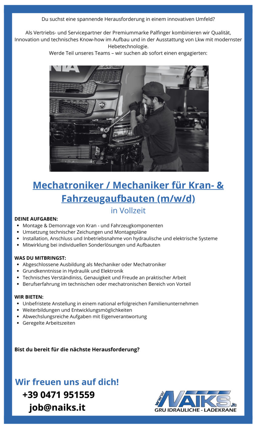 Mechatroniker / Mechaniker für Kran- & Fahrzeugaufbauten (m/w/d)