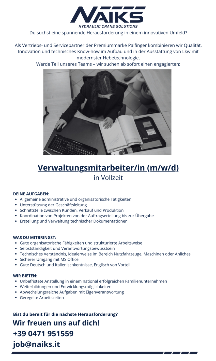 Verwaltungsmitarbeiter/in (m/w/d)