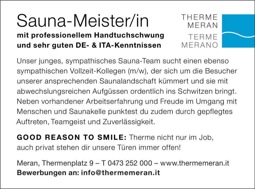 Sauna-Meister/in