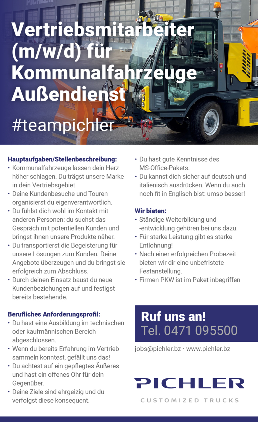 Vertriebsmitarbeiter für Kommunalfahrzeuge im Außendienst (m/w/d)