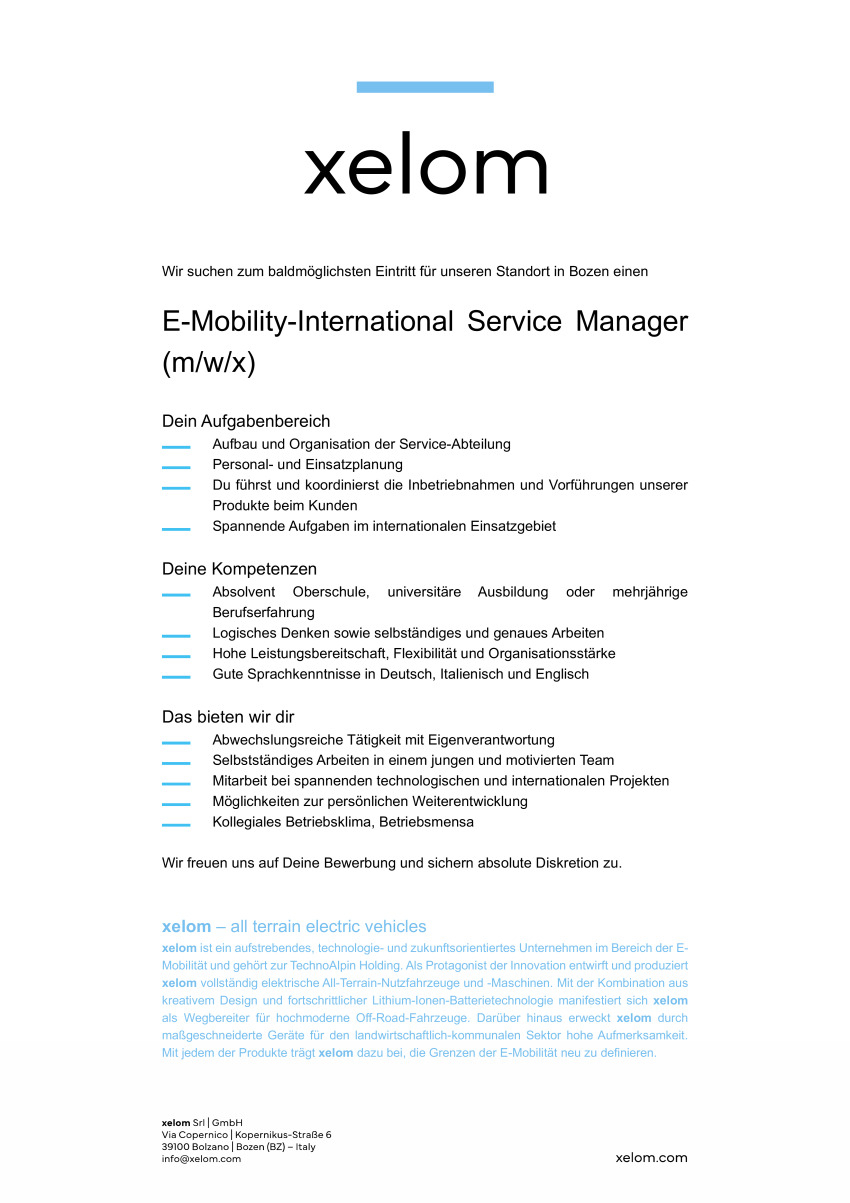 E-Mobility  - Internationaler Service Manager (m/w/x)