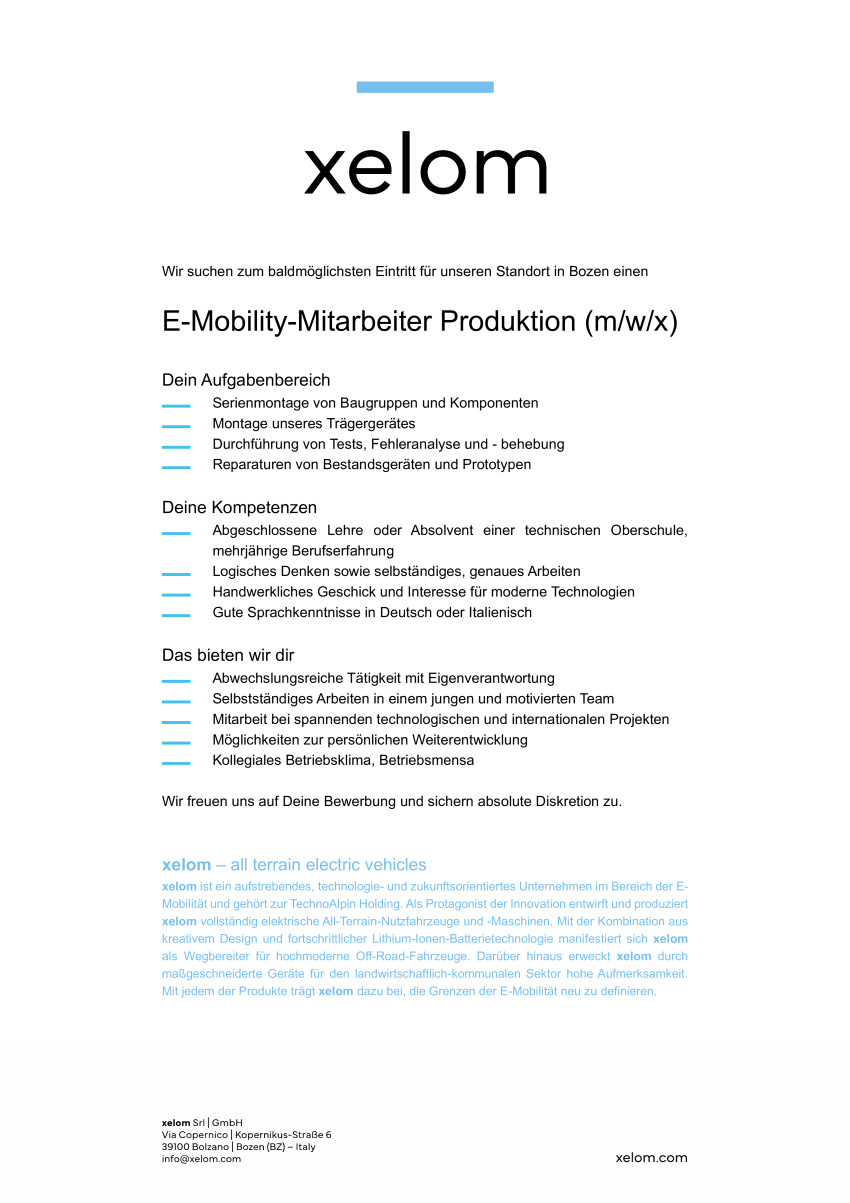 E-Mobility - Mitarbeiter Produktion (m/w/d)