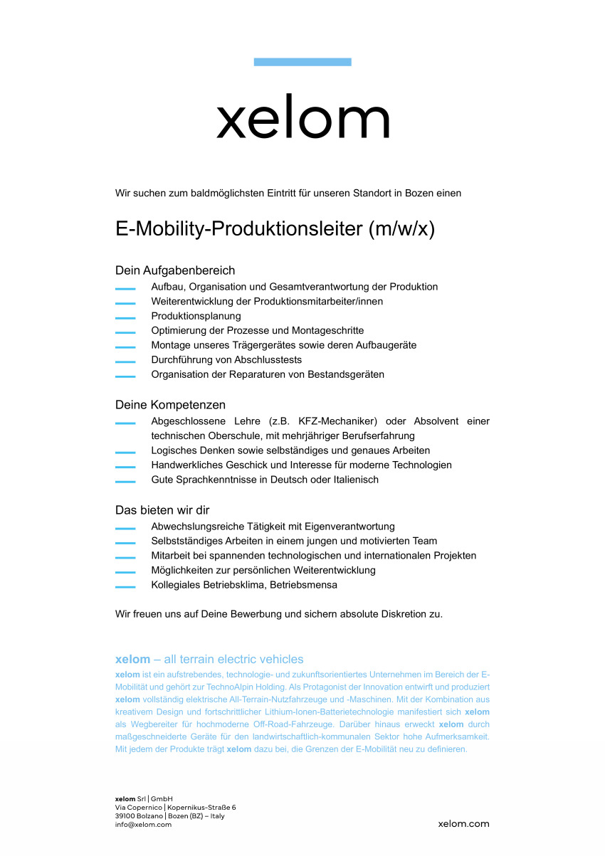 E-Mobility - Produktionsleiter (m/w/d)